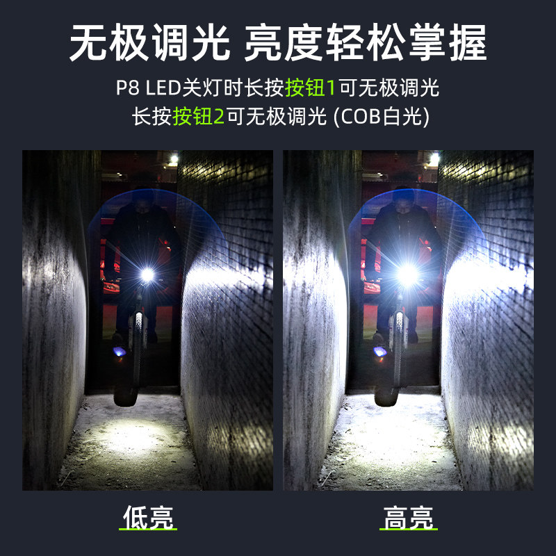 赛虎手电筒充电强光前灯山地自行车灯夜骑照明灯车配件骑行装备