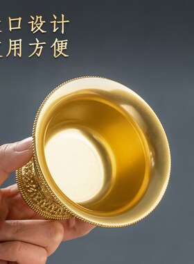 黄铜供水杯供佛杯观音家用佛前净水敬财神碗茶杯高脚八吉祥圣水杯