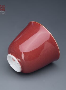 景德镇功夫茶具霁红品茗杯手工陶瓷盖碗小茶杯单个女士主人套装