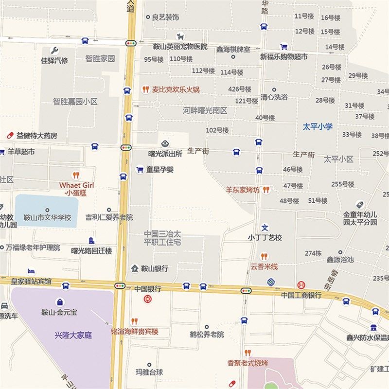 2024新款鞍山市城区地图办公室挂图高清防水墙壁装饰实物推荐定制