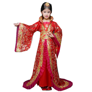 儿童古代服装唐朝贵妃皇后拖尾女孩公主仙女宫廷汉服女童舞蹈演出