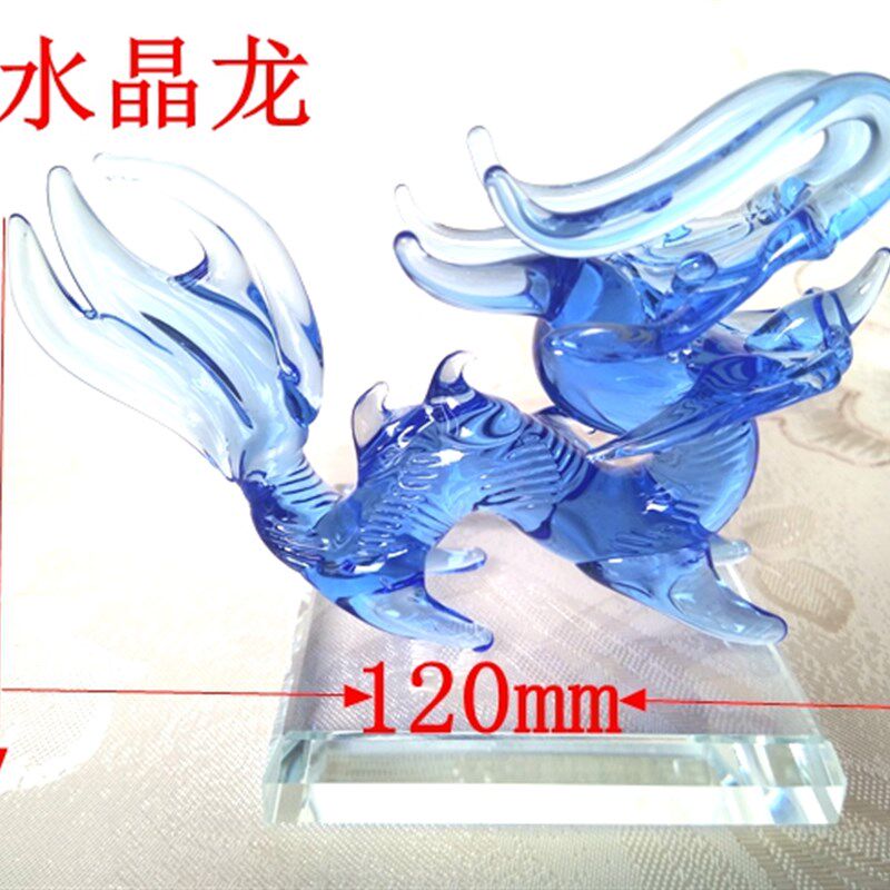 蓝水晶十二生肖+水晶底座摆件鼠创意礼品