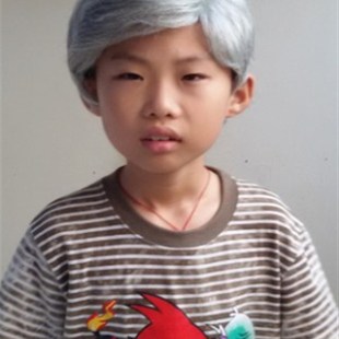儿童演出假发 男 小孩扮演老爷爷老头 短直发舞台 中老年花白假发