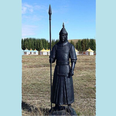 玻璃钢定制蒙古人物弹琴雕塑少数民族跳舞唱歌骑马打猎雕像摆件