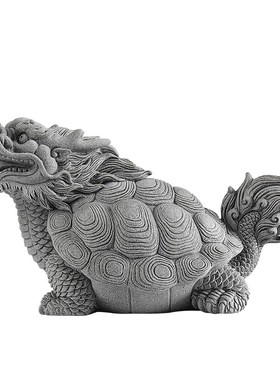 青砂石创意龙龟玄武乌龟桌面茶宠摆件园艺盆景鱼缸造景工艺装饰品