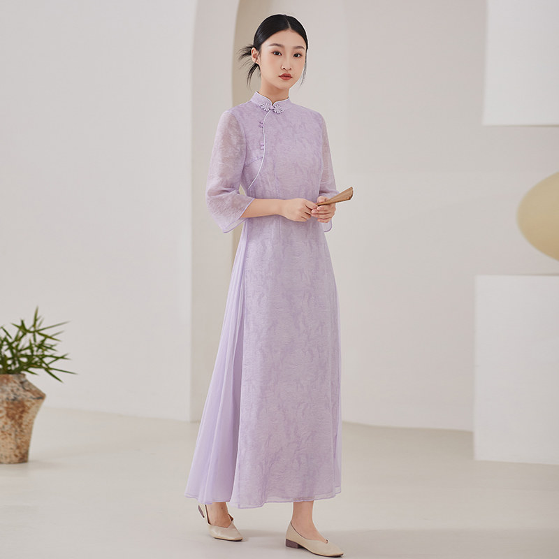 新中式高级感禅意茶服连衣裙子国风2025年春夏季新款汉服旗袍女装