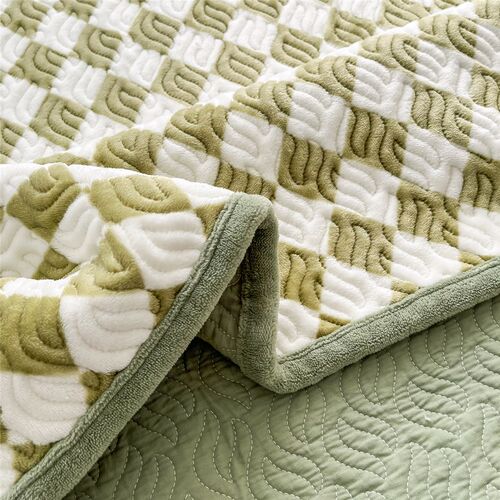 一面绒一面纯棉床盖单件双面可用榻榻米炕单加绒加厚床单三件套