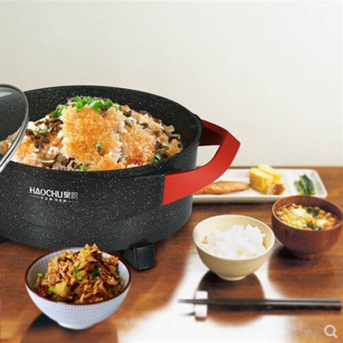 昊厨麦饭石电饭锅5L大容量无烟不黏电炒锅多功能电热锅适用3-7人