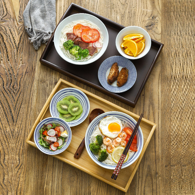 日式陶瓷餐具家用早餐拉面碗碟一人食套装牛肉汤面饭碗复古托盘