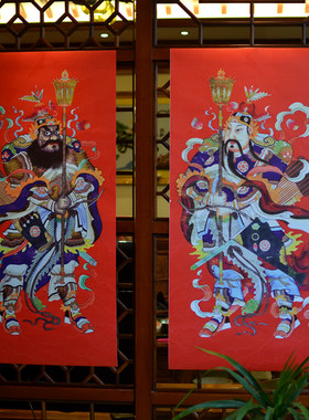 门神定制农村别墅寺庙特大超大号门贴防水耐晒自粘霸气武将秦叔宝