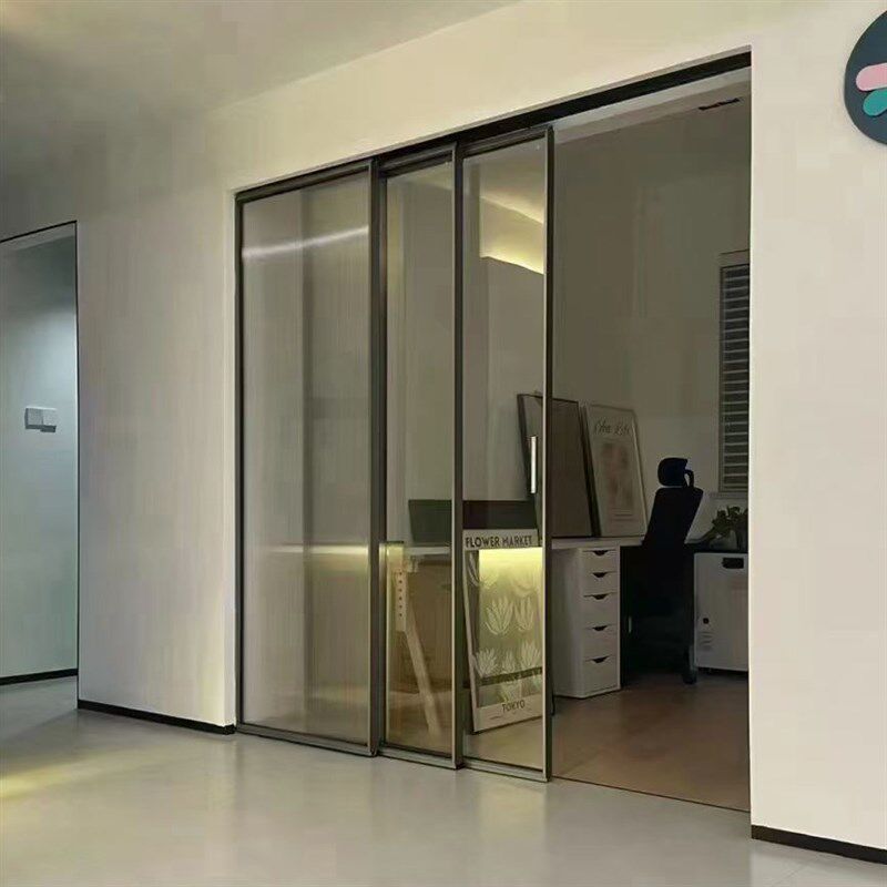 静音极窄电动门机家用厨房极简感应门吊装小轨道平移门机组整套