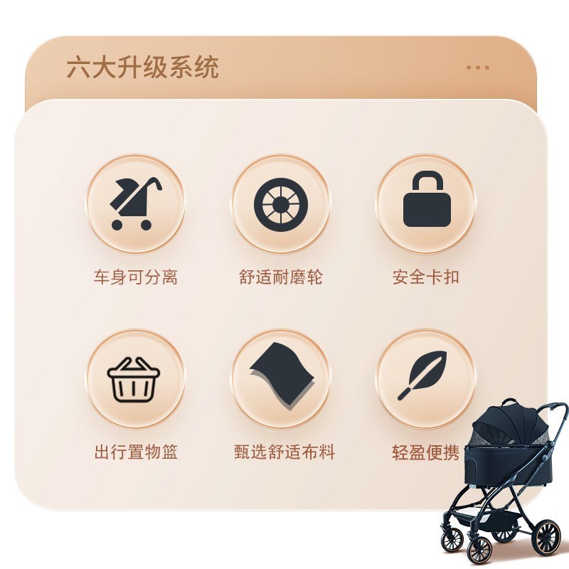 宠物推车狗狗溜猫手推车宠物车狗犬轻便可折叠遛狗柯基外出