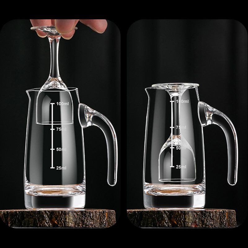 家用白酒杯架摆件创意分酒器竹木制托架子专用酒具收纳打孔展示架