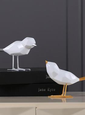 简约书房样板间办公室桌面小摆件金银小鸟客厅家居装饰品创意摆设
