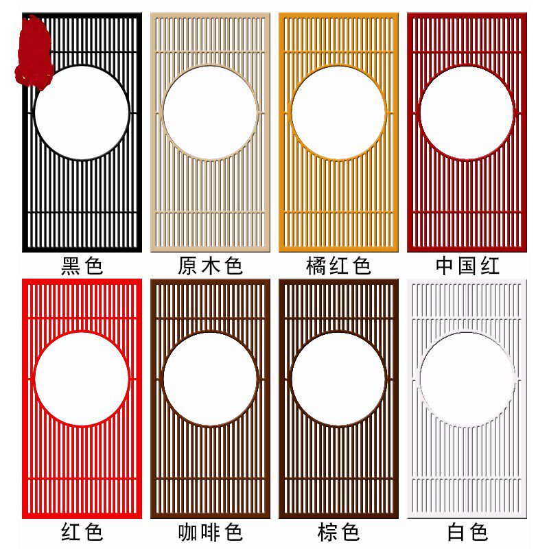 新中式纱画屏风隔断客厅格栅实木镂空雕花板定制餐厅入户玄关遮挡