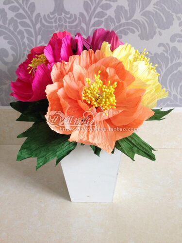 【包邮】富贵牡丹学习材料包纸藤花手工套件纸花diy材料6支/套
