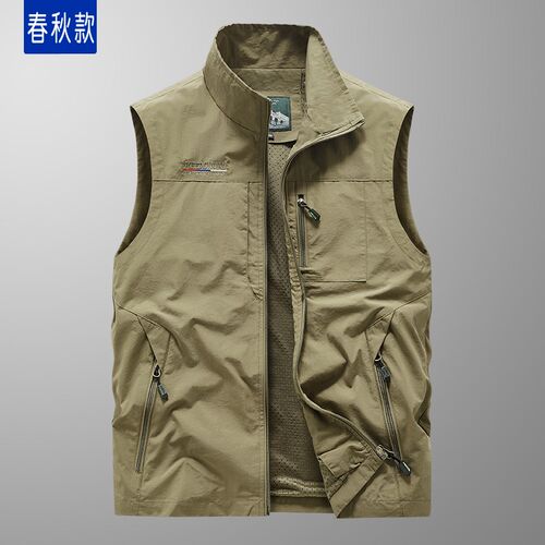 春夏季中老年男士多口袋工装钓鱼马甲休闲背心轻薄款无袖爸爸装