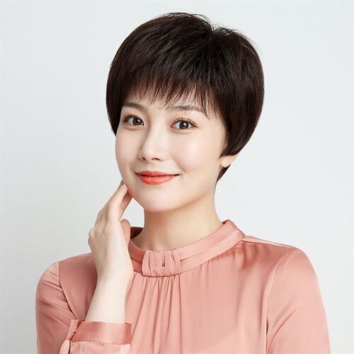 假发短发女真发全真人发妈妈款圆脸女士假发套自然蓬松新款全头套