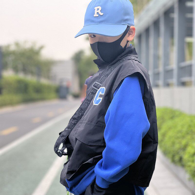 潮酷拼色假两件立领防风外套 男童春秋新款童装洋气拉链夹克开衫
