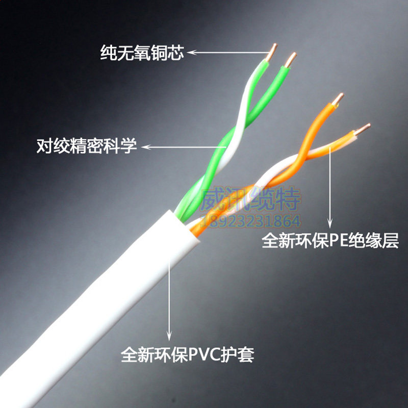 国标2芯4芯0.5双绞电话线网线RJ11两芯四芯室内室外通讯线缆纯铜