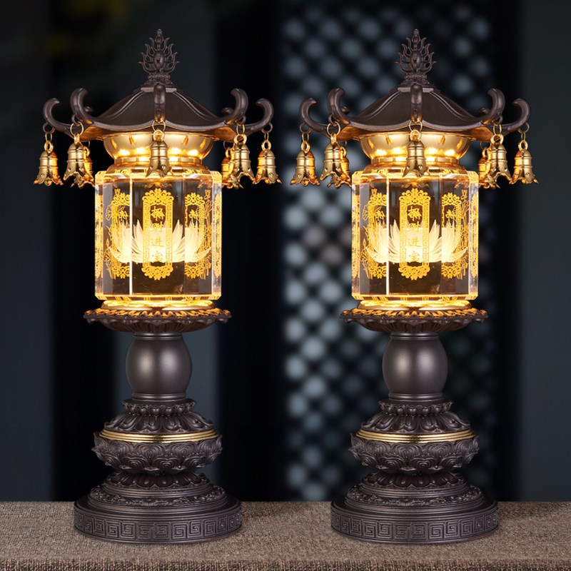 水晶球佛字招财莲花灯供佛灯长明灯插电led神台灯宫灯佛前供灯