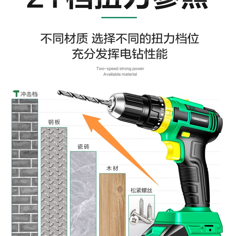 工业级无刷手电钻锂电大功率冲击钻充电式多功能家用电动工具套装