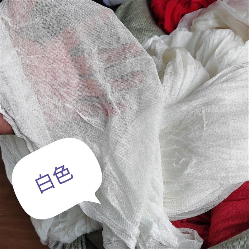 夏季针织真丝 白色网眼纱面料 桑蚕丝材质宽幅 透视纱丝绸面料
