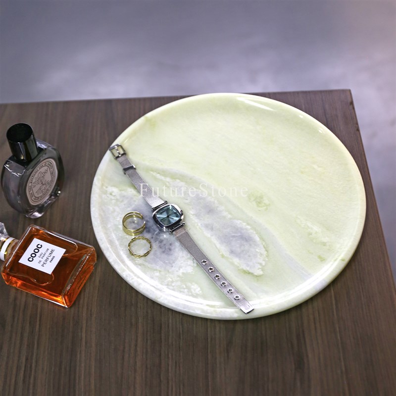 天然绿色大理石托盘浴室卫生间储物托盘香薰饰品模型房珠宝储物托