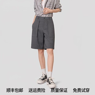 GD阿玛施专柜同款2026夏季新款高腰显瘦直筒休闲中裤短裤女110095