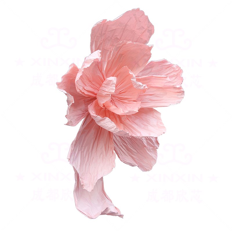 白色美塑花巨型纸花婚庆舞台背景装饰凤蝶花手工褶皱花艺橱窗美陈