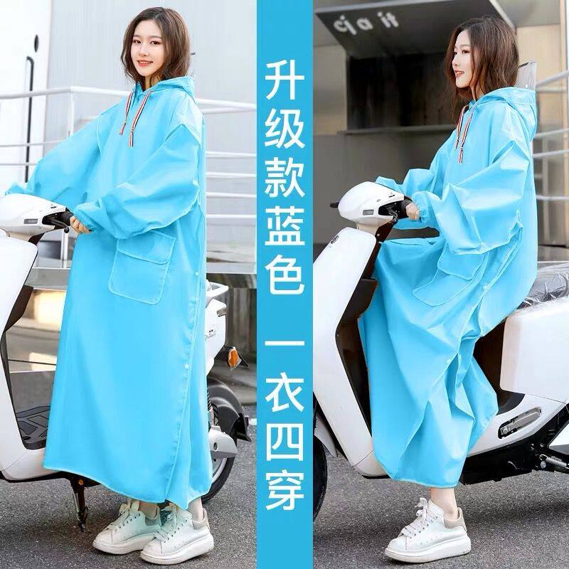 电动摩托车雨衣女双帽檐长款大电瓶车单人骑行学生雨披男徒步背包