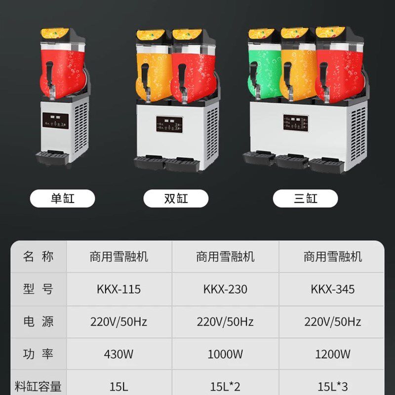 出口单雪融机雪泥机商用单双三缸雪粒机冷饮机饮料机全自动冰沙机