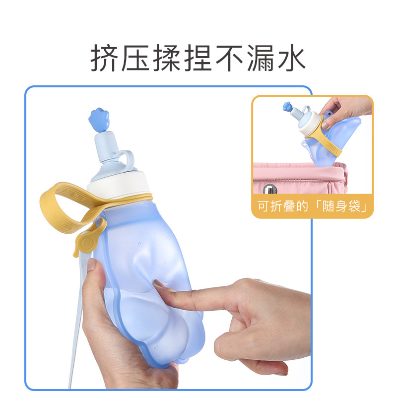 ikv爱咔威宝宝喵星人水袋儿童学饮杯婴儿吸管杯2岁两用防呛喝水杯