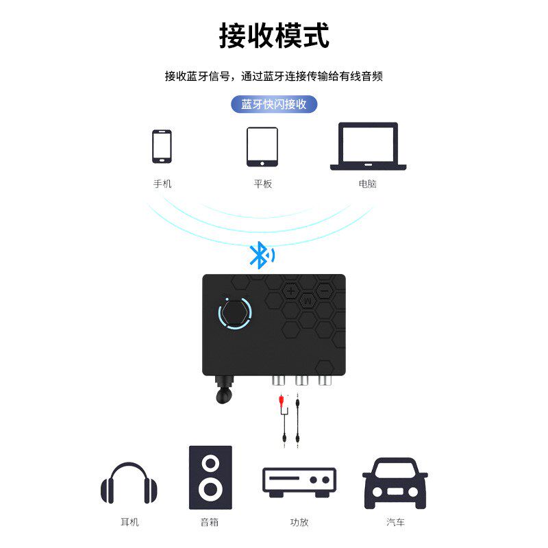 蓝牙接收器5.4老功放改装音频转换音响箱无线适配遥控器同轴光纤