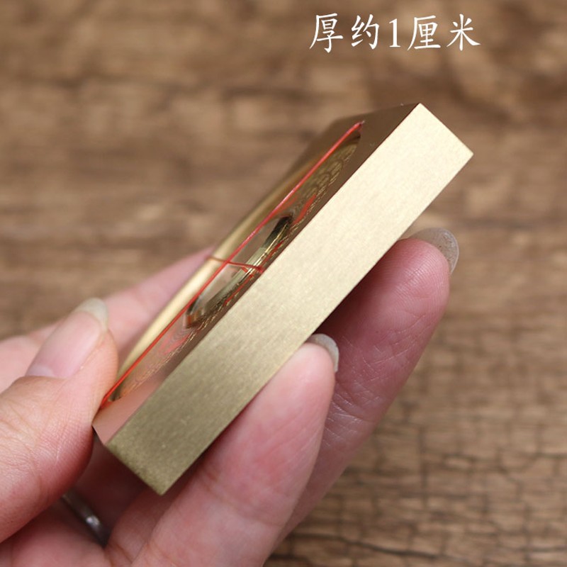 新款纯铜实心2寸袖珍迷你高精度随身携带方形小圆罗盘指南针罗经