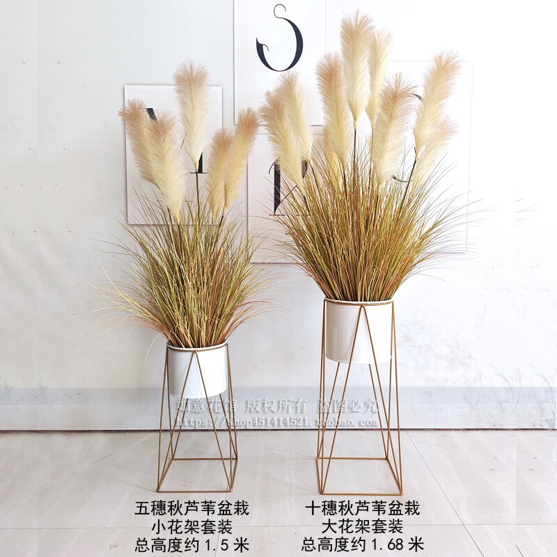 仿真芦苇草大型盆栽狗尾巴假花北欧风客厅电视柜落地装饰摆件绿植