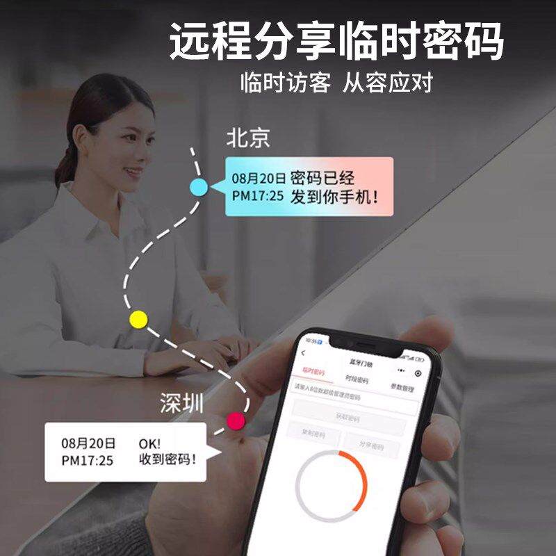 带钥匙挂锁户外防水防锈指纹密码电子锁仓库大门防盗家用庭院智能