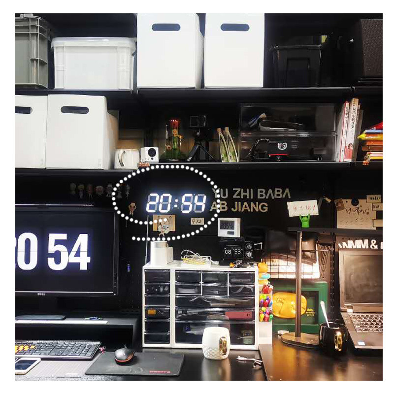 Ins韩国led数字钟3D夜光台钟摆洞洞板挂钟北欧简约闹钟桌面装饰钟