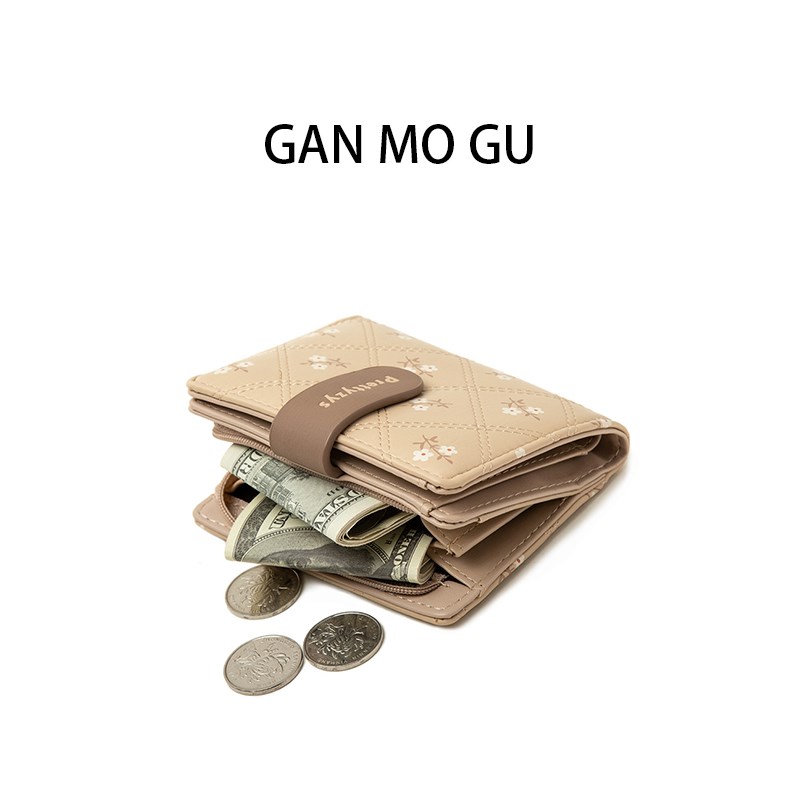 GANMOGU钱包女软面印花折叠手拿包大容量学生短款零钱包2024新款