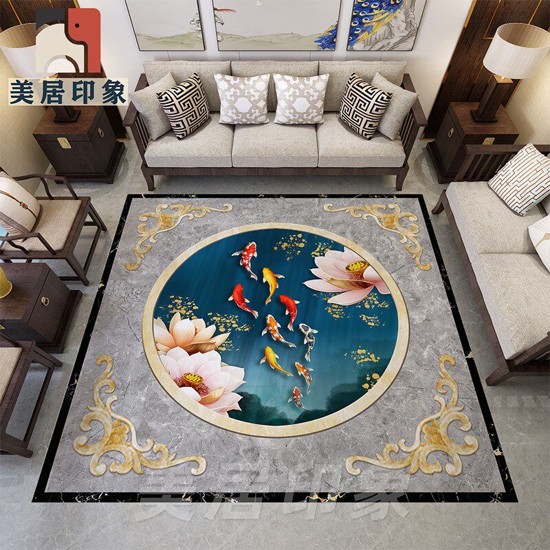 新中式客厅地板砖拼花图800x800门厅地面瓷砖图案入户门造型地砖