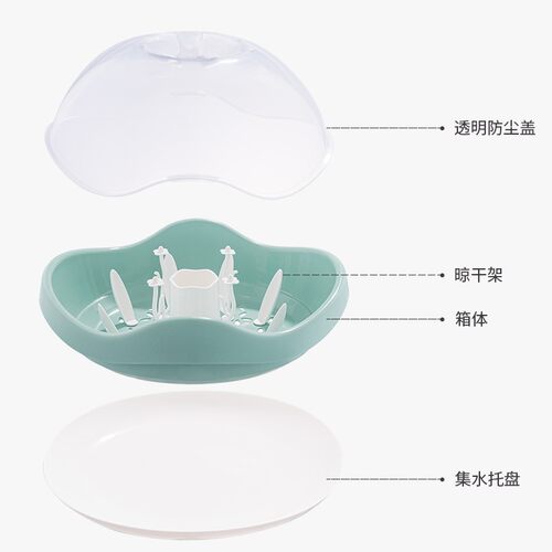 婴儿奶瓶收纳箱置物架宝宝辅食餐具储存盒沥水架儿童碗筷防尘晾干
