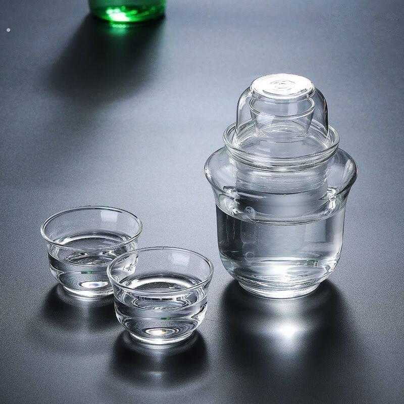 老式玻璃温酒器家用烫酒壶电热热酒壶温白酒黄酒三件套酒具电加热