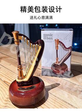 小提琴音乐盒民宿客厅文艺装饰摆饰月琴生日礼物竖琴乐器