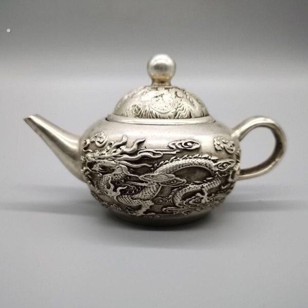 铜器白铜龙凤纯铜酒壶手把壶水壶老铜壶乾隆年制仿古家居装饰品