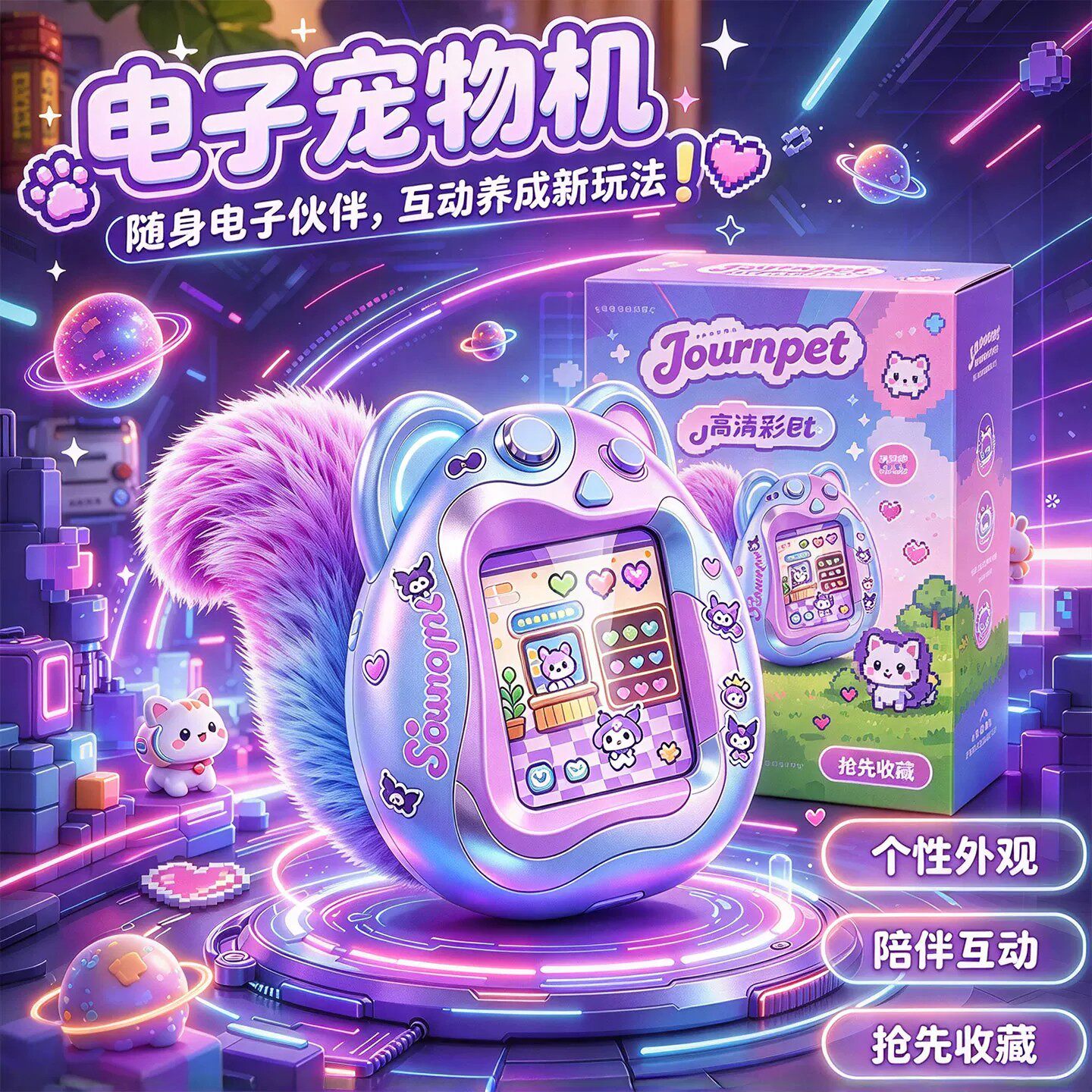 儿童彩屏电子宠物机掌上游戏机迷你电子益智玩具女孩生日礼物新款