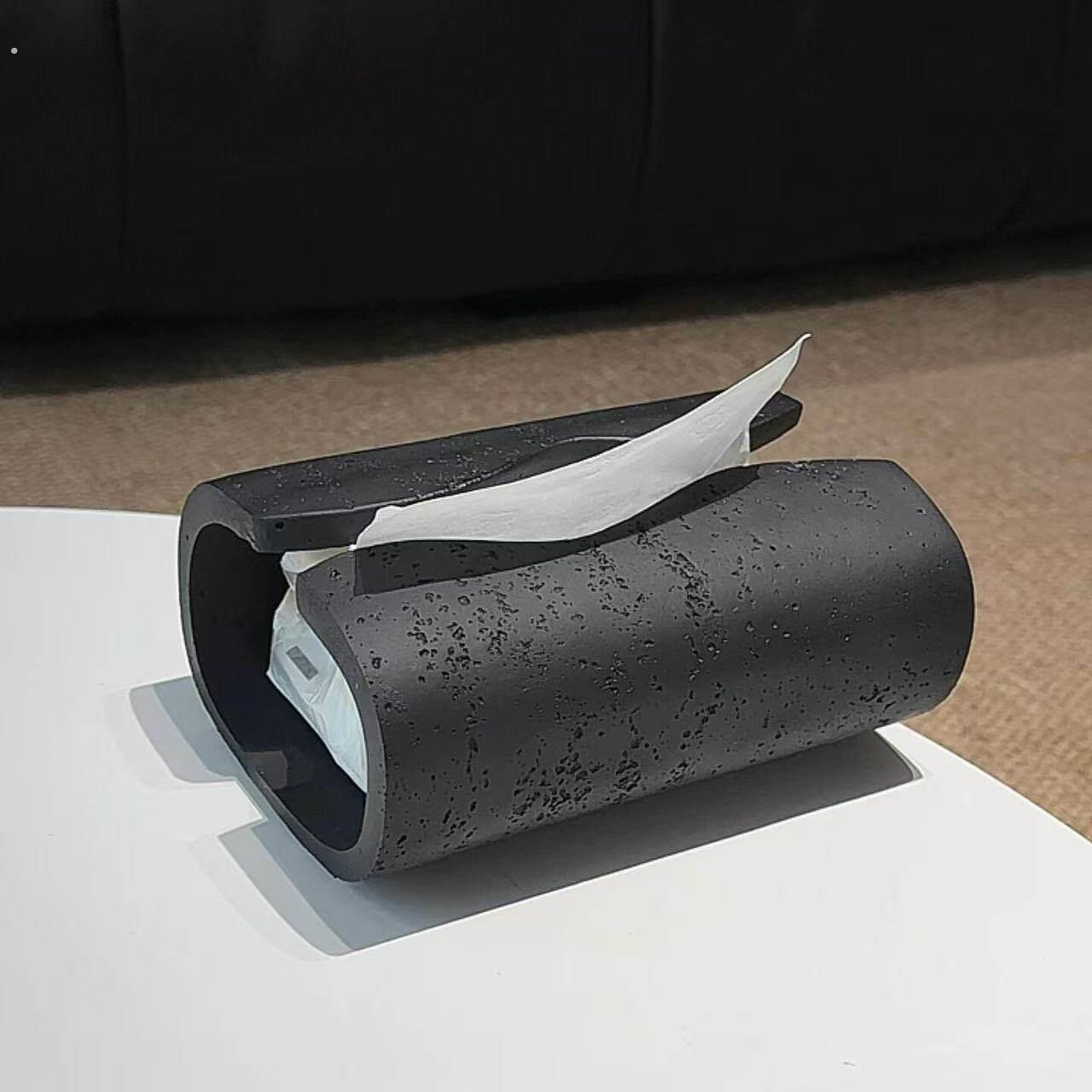 洞石纸巾盒创意卫生纸盒家用餐巾纸收纳盒轻奢高级感客厅桌面装饰