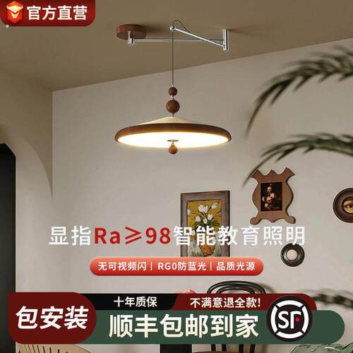 法式中古风全光谱吸顶卧室灯侘寂风原木复古2025新款设计师款餐吊