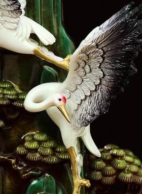 松鹤延年仙鹤摆件中式客厅玄关酒柜装饰品送长辈生日祝寿贺寿礼品