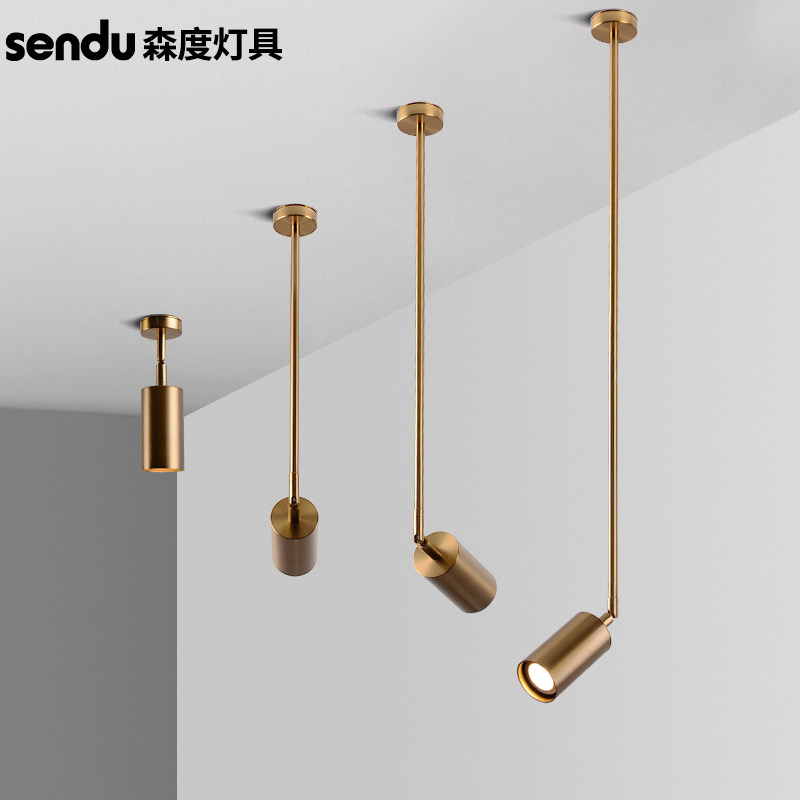射灯led无轨道明装长杆客厅背景墙家用商用服装店铺吊杆吸顶射灯