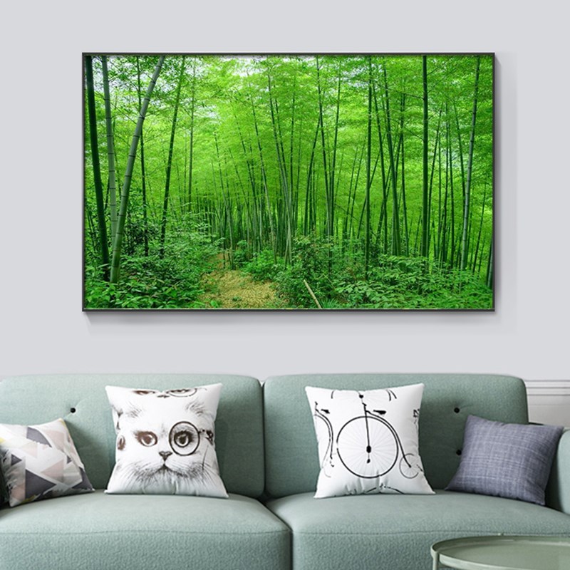 绿色竹林自然风景竹子装饰画客厅沙发背景墙壁画卧室餐厅床头挂画
